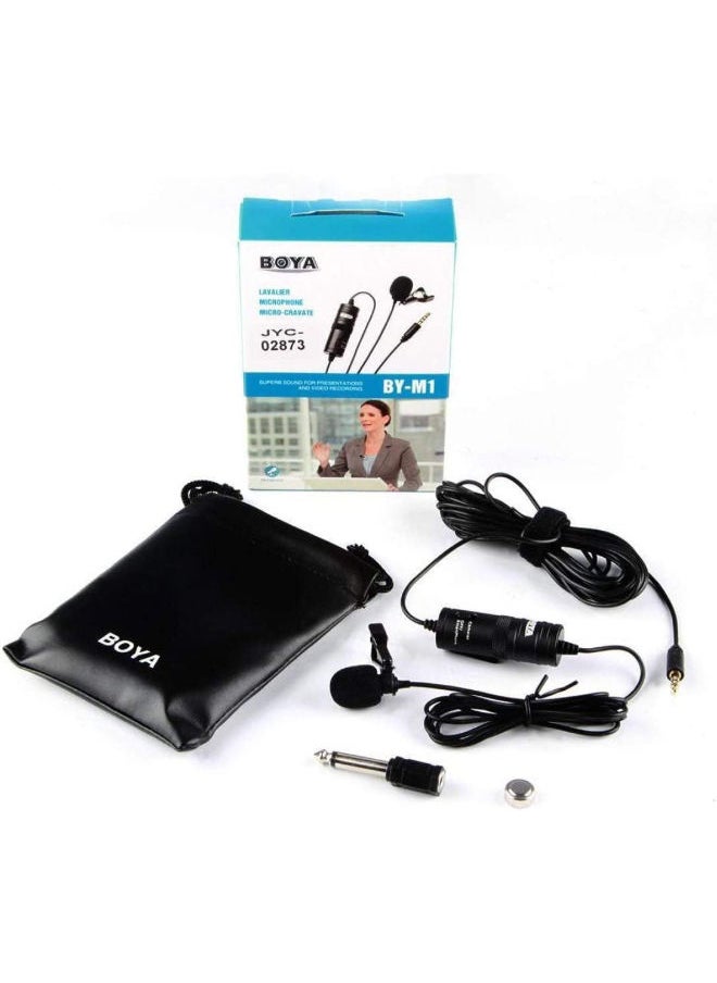 BOYA - BY-M1 by Shotgun Video Microphone by-M1 Ultimate 3.5mm Lapel Mic Clip-On Video Recording Omnidirectional Condenser for iPhone Android Smartphone Mac Tablet DSLR Camcorder, Black - Image 1
