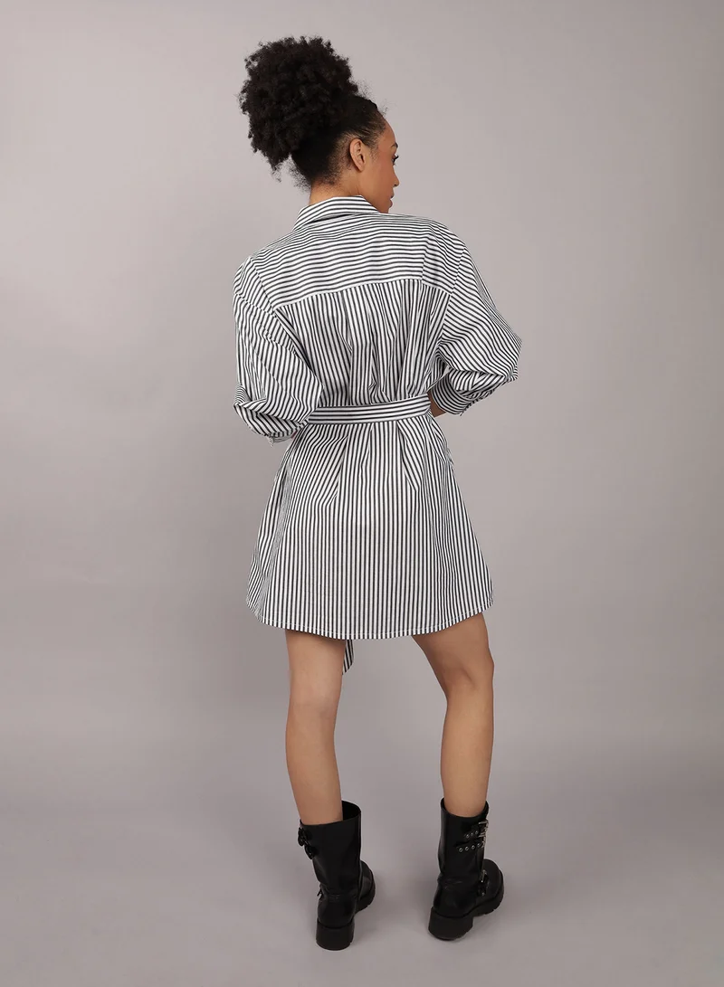 American Eagle Striped Shirred Dress