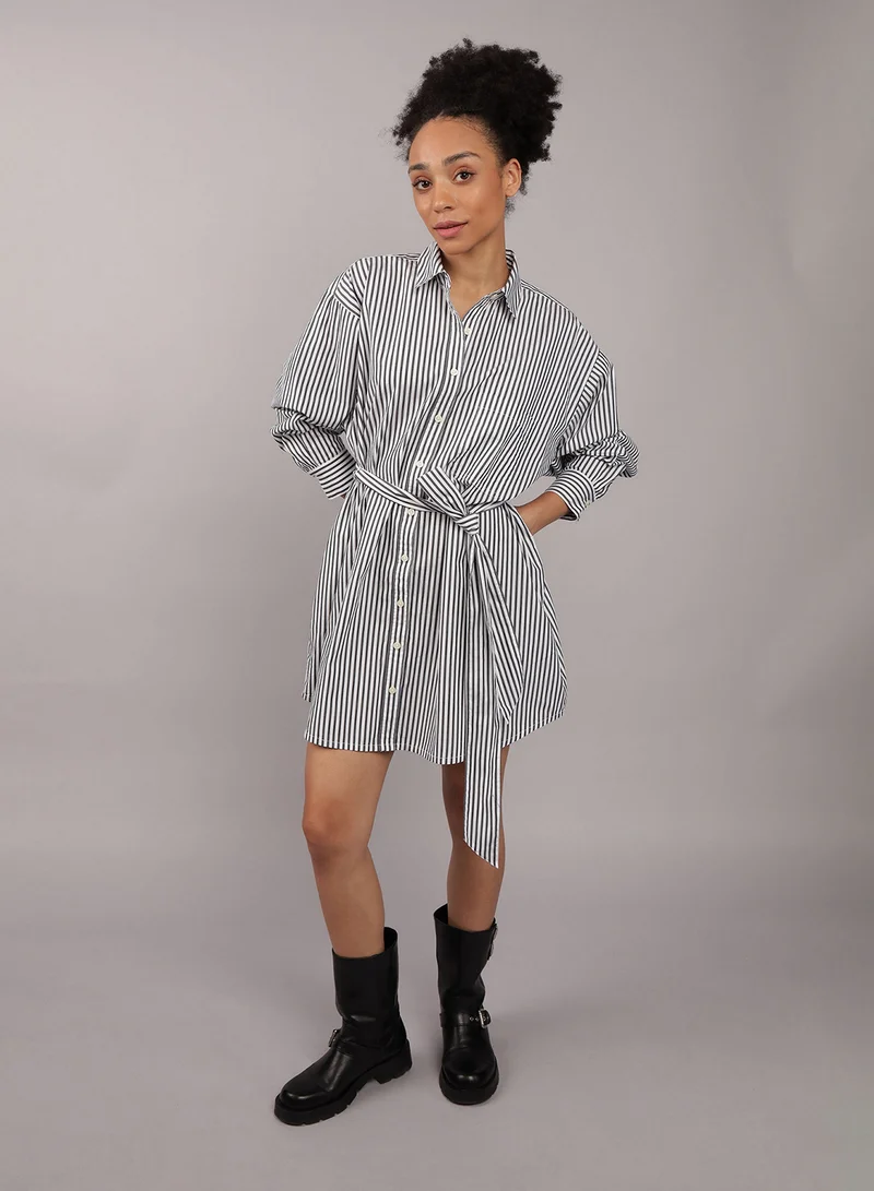 American Eagle Striped Shirred Dress