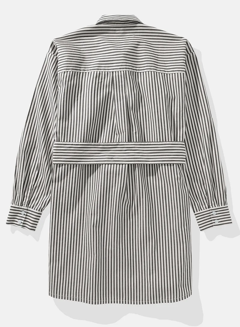 American Eagle Striped Shirred Dress