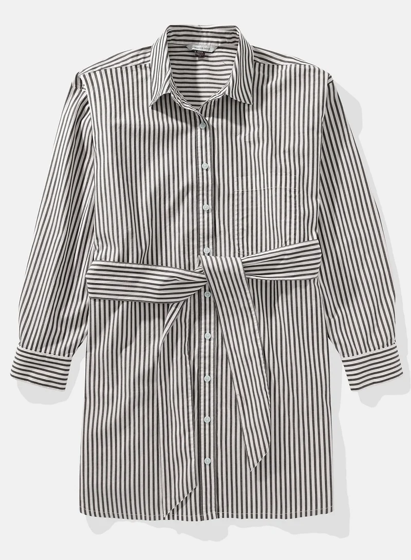 American Eagle Striped Shirred Dress