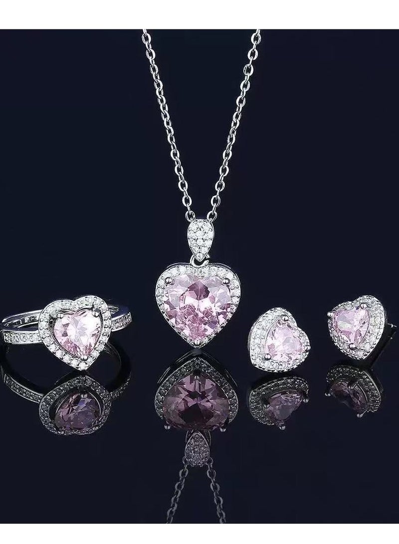 سنسيب مجموعة مجوهرات الزركونيا المتألقة - قلادة فضية ، أقراط ، خاتم للنساء ، الزفاف ، الحفلات - Image 2