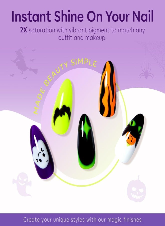 modelones Gel Nail Polish Set 6 Colors 2025 Halloween Hocus Pocus Collection Glow in the Dark Neon Green Orange Purple Red Black Gel Polish Set Fall Soak Off LED Nail Art Kit Gift with Nail Stikers - Image 5