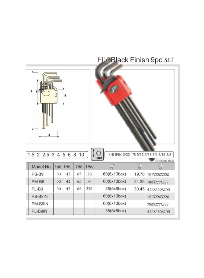 jetechtool Jetech 9-Piece Hex Key Wrench Set, Medium, Metric, Heat-Treated, L-Style, Flat, Premium Alloy Steel with Black Finish 1.5mm to 10mm Allen Key Set - PM-B9 - Image 2