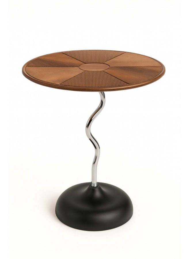 YI ONE Corner Table – Stainless Steel & Solid Wood Round Luxury Side Table, Brown Finish, for Sofa or Bed - Image 2