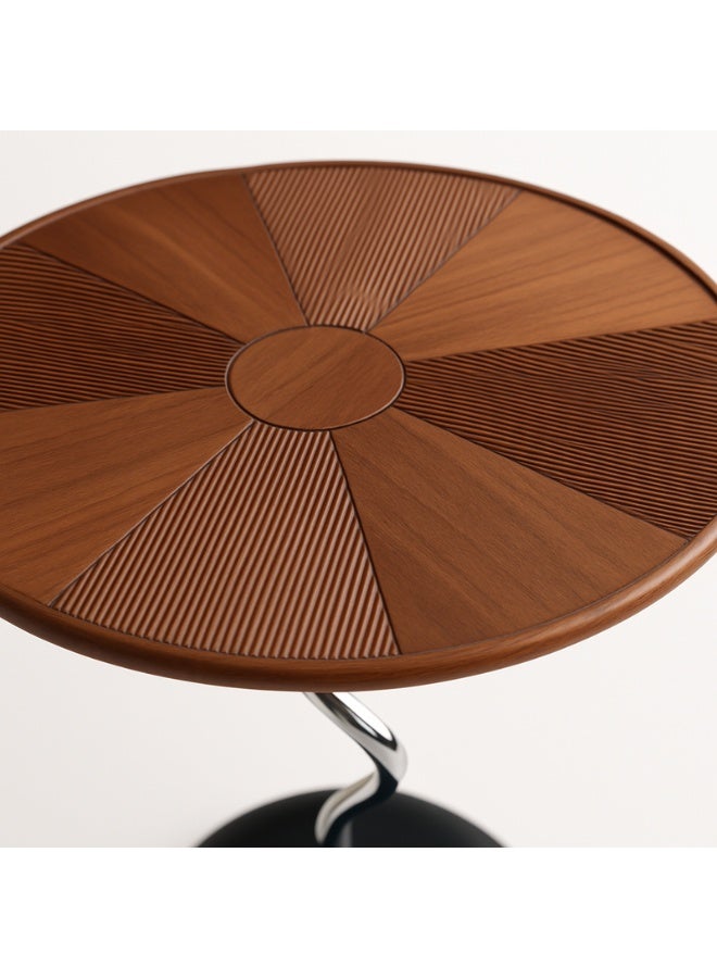 YI ONE Corner Table – Stainless Steel & Solid Wood Round Luxury Side Table, Brown Finish, for Sofa or Bed - Image 4