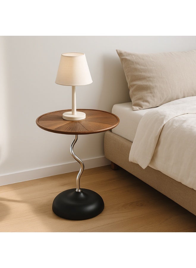 YI ONE Corner Table – Stainless Steel & Solid Wood Round Luxury Side Table, Brown Finish, for Sofa or Bed - Image 5