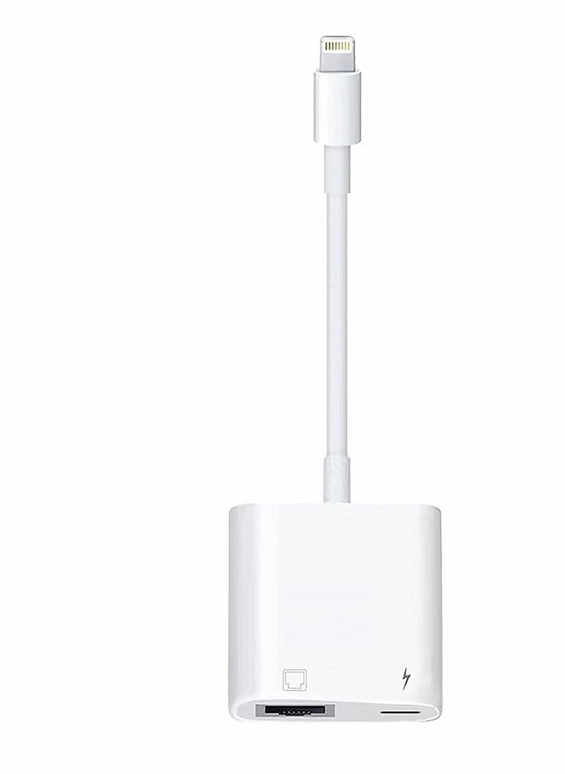 Generic - Lightning to RJ45 Ethernet LAN Network Adapter with Charge Port for Select iPhone, for iPad Models 100Mbps Charging Plug and Play - Image 1