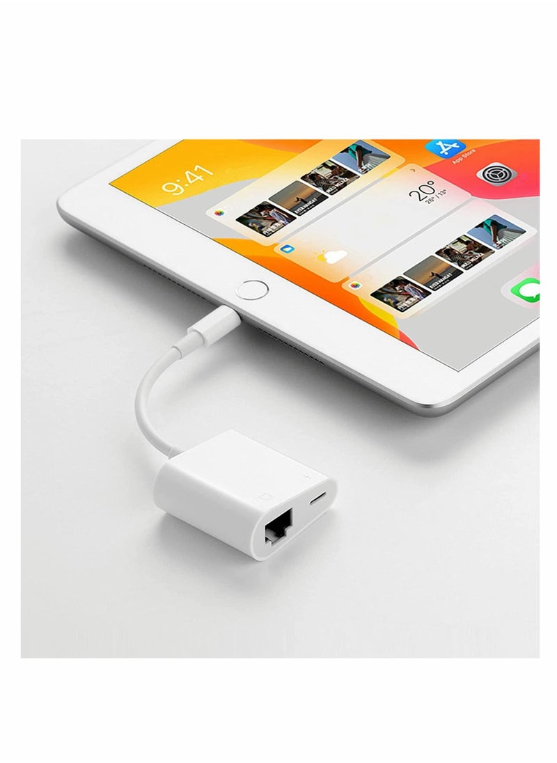 Generic - Lightning to RJ45 Ethernet LAN Network Adapter with Charge Port for Select iPhone, for iPad Models 100Mbps Charging Plug and Play - Image 1