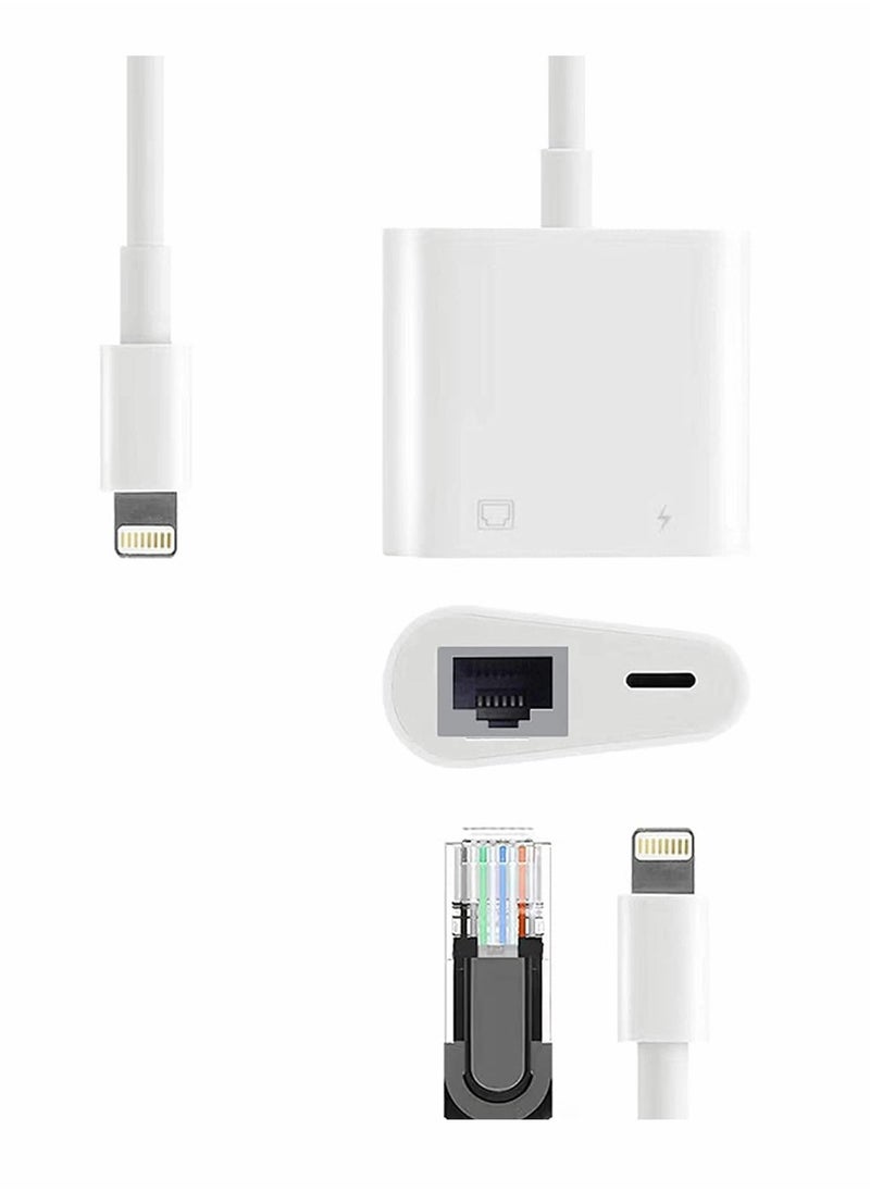 Generic - Lightning to RJ45 Ethernet LAN Network Adapter with Charge Port for Select iPhone, for iPad Models 100Mbps Charging Plug and Play - Image 1