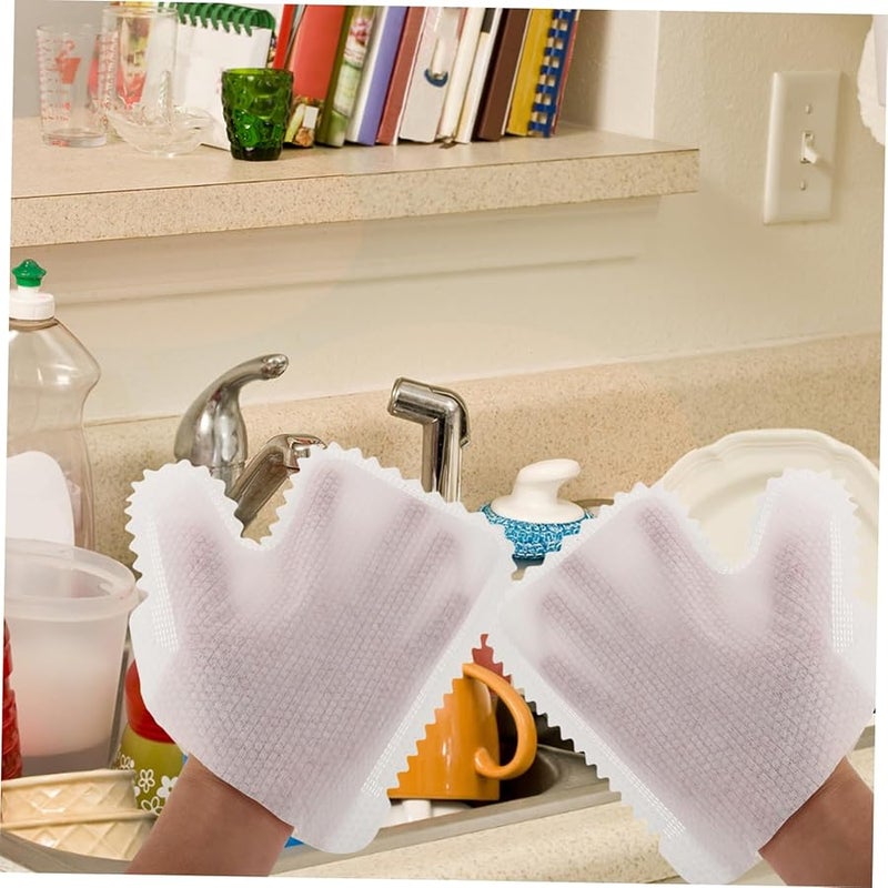 VALICLUD Long Dishwashing Gloves Non Woven White 10 Pack Cleaning Mittens - Image 5