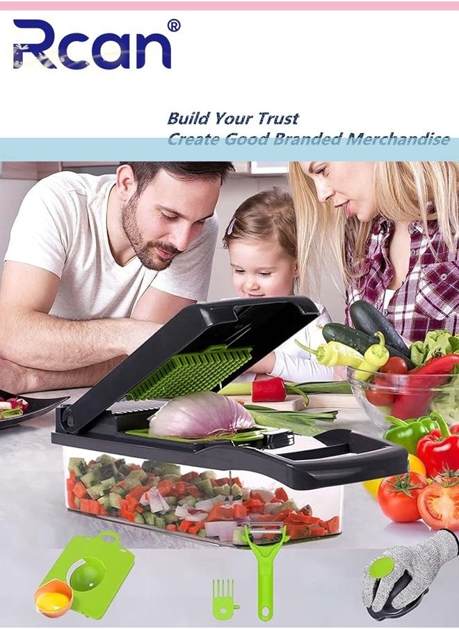 Rcan Vegetable Chopper 16 in 1 Kitchen Gadgets Accessories Onion Veggie Chopper with Container Food Salad Chopper Vegetable Slicer Dicer Chopper Box for Fruit Potato Tomato  - Image 4