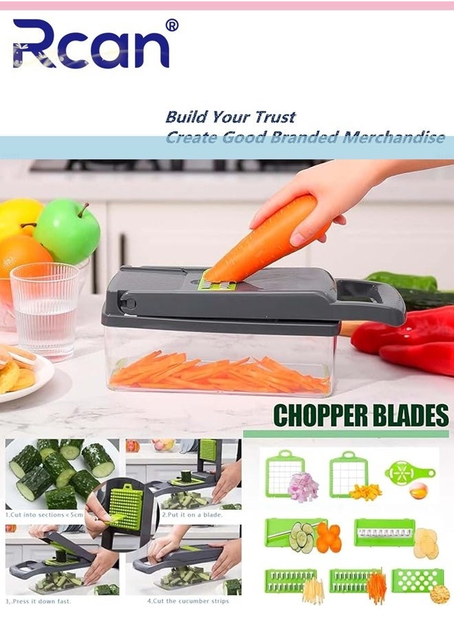 Rcan Vegetable Chopper 16 in 1 Kitchen Gadgets Accessories Onion Veggie Chopper with Container Food Salad Chopper Vegetable Slicer Dicer Chopper Box for Fruit Potato Tomato  - Image 3