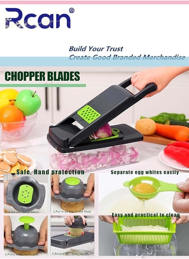 Rcan Vegetable Chopper 16 in 1 Kitchen Gadgets Accessories Onion Veggie Chopper with Container Food Salad Chopper Vegetable Slicer Dicer Chopper Box for Fruit Potato Tomato  - Image 2