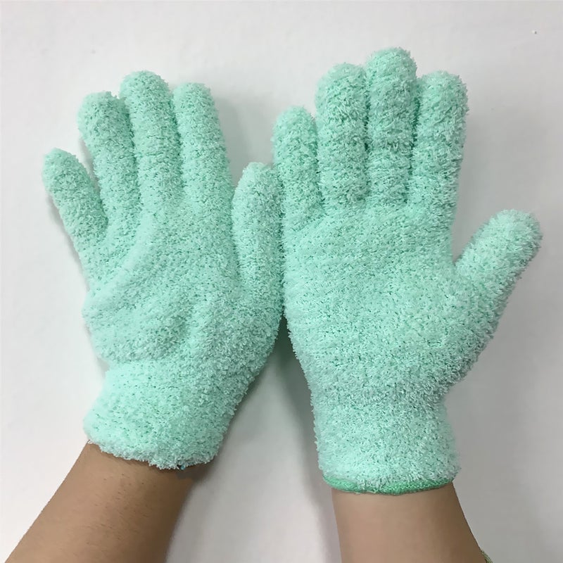 Hot-Sale Dust-Removing Gloves, Coral Fleece, Multicolor Cyan one Cyan one