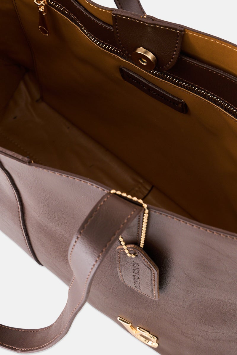 VINCE CAMUTO Women Brand Logo Tote Bag, Brown - Image 3
