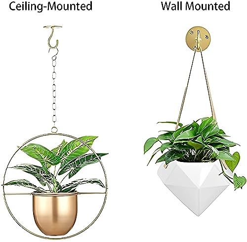 LangPu Ceiling Hooks for Hanging Plants-Metal Heavy Duty Wall Mounted Hangers for Hanging Bird Feeders, Planters, Wind Chimes, Include Professional Drywall Anchors (3-Pack) (Gold) - Image 4