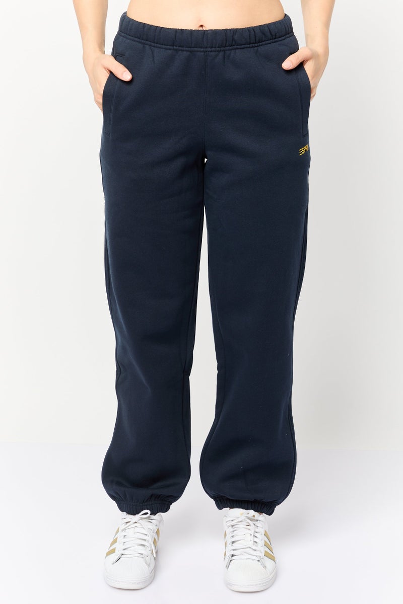 ESPRIT Women Regular Fit Brand Logo Jogger Pants, Navy - Image 1