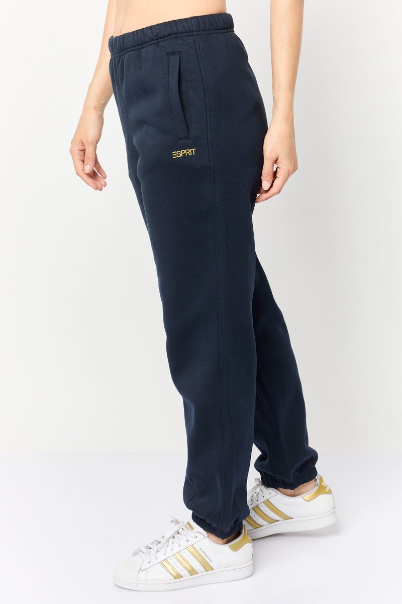ESPRIT Women Regular Fit Brand Logo Jogger Pants, Navy - Image 4