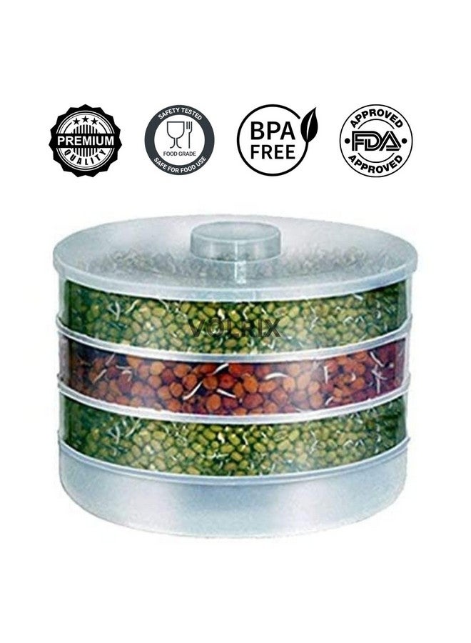 VOLRIX Sprouts Maker Box Stackable 4-Tier Sprouting Set for Organic Home Making Fresh Sprouts Beans for Living Healthy Life Sprout Maker 500 ML (Transparent) - Image 2