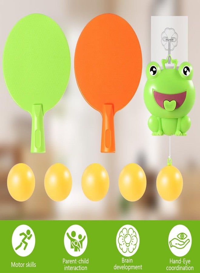 برو بيروس مجموعة تدريب تنس الطاولة للأطفال من بروبيروس®، مجموعة تدريب على ضربات تنس الطاولة تُعلق على الباب، مع مضربين و5 كرات سلكية، وخطاف ذاتي اللصق، مجموعة تدريب تُثبت على الحائط، مجموعة أنشطة لعب داخلية - Image 4