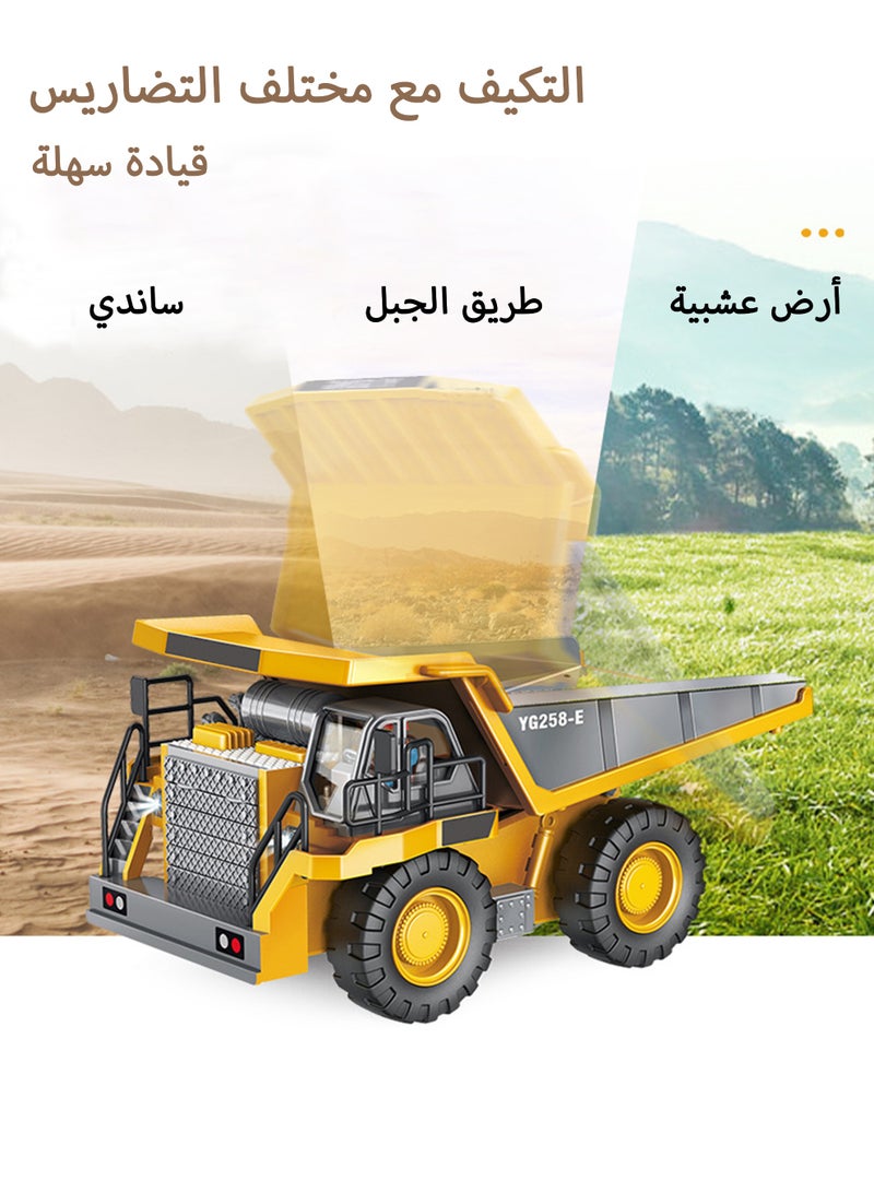 Remote Control Dump Truck, Remote Control Construction Toys Vehicle with Metal Bed and Light Music, 2.4Ghz 9 Channel RC Dump Truck Toy for Kids Age 6 to 12 Year Old Boys Girls Birthday Giftp Truck  - Image 4