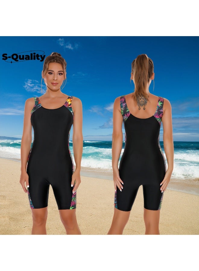 S-Quality Modest Women's One-Piece Swimsuit – Backless, Tummy Control, Knee-Length Sporty Swimwear with Boyshorts Design  - Image 1