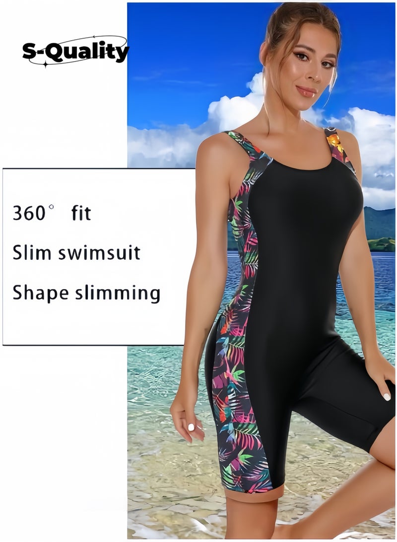 S-Quality Modest Women's One-Piece Swimsuit – Backless, Tummy Control, Knee-Length Sporty Swimwear with Boyshorts Design  - Image 4