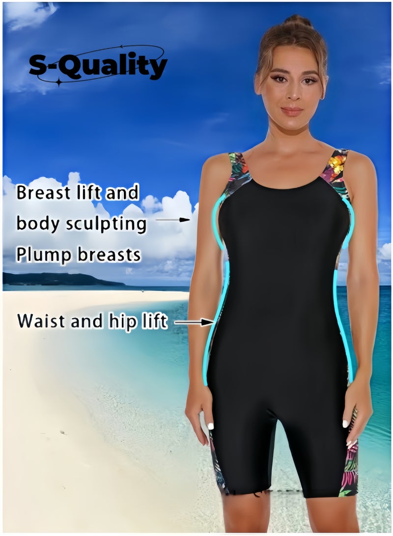 S-Quality Modest Women's One-Piece Swimsuit – Backless, Tummy Control, Knee-Length Sporty Swimwear with Boyshorts Design  - Image 3