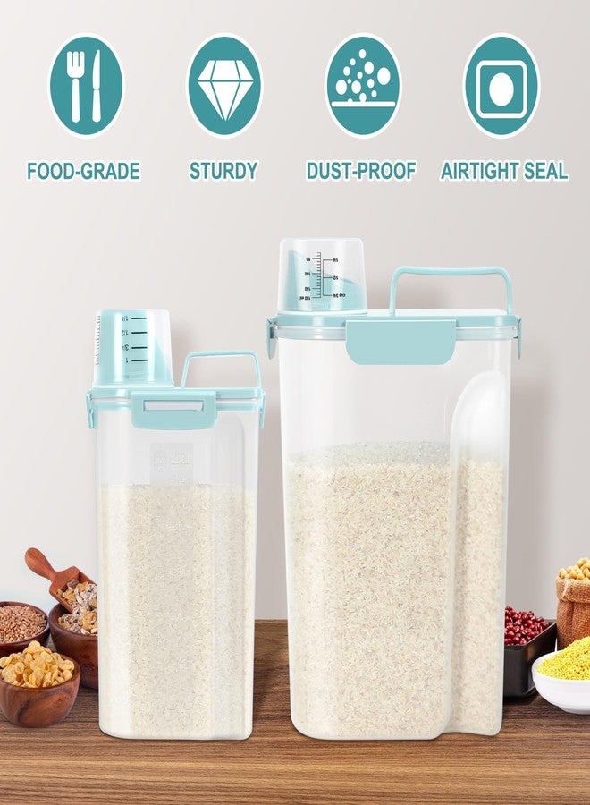 TBMax Rice Container 2 Pack, Airtight Cereal Container Oatmeal Storage with Easy-pouring Spout & Handy Cup for Flour Grain Beans, Pet Dog Cat Bird Food Storage Dispenser-Sky Blue - Image 4