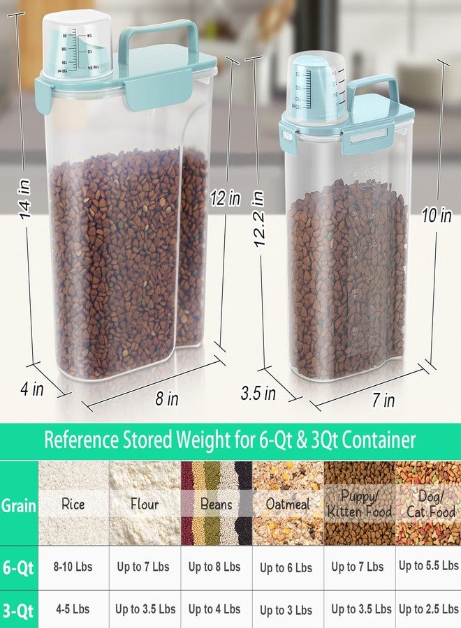 TBMax Rice Container 2 Pack, Airtight Cereal Container Oatmeal Storage with Easy-pouring Spout & Handy Cup for Flour Grain Beans, Pet Dog Cat Bird Food Storage Dispenser-Sky Blue - Image 2