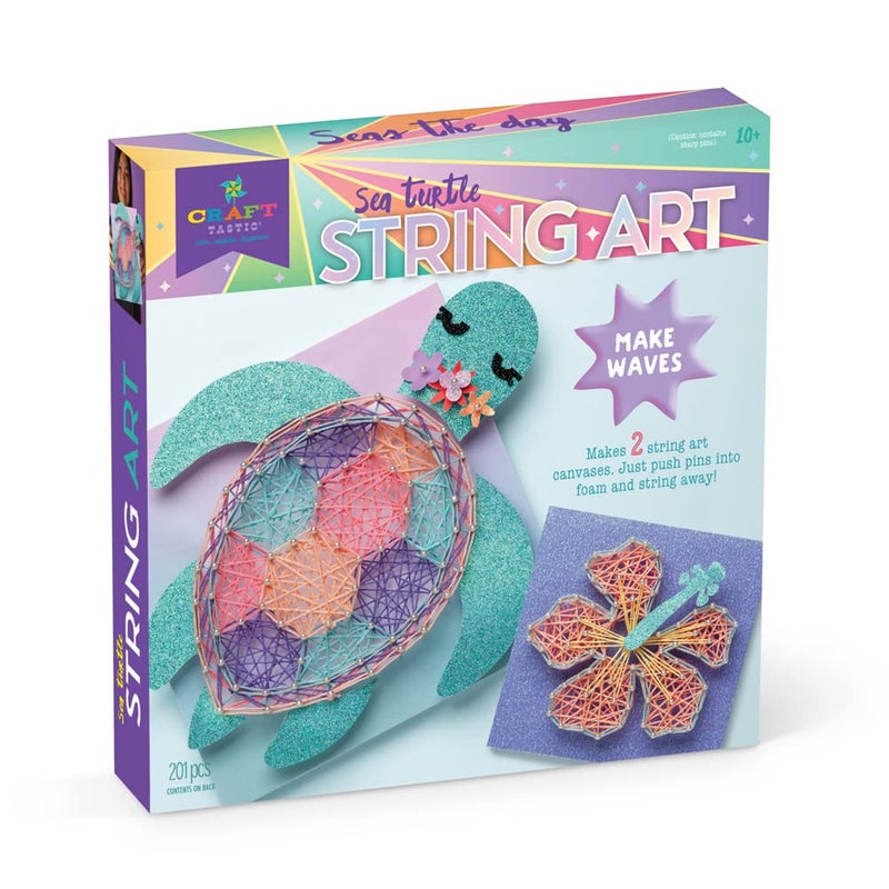 Craft Tastic CraftTastic String Art Sea Turtle for 2 Fun Craft Projects Sea Turtle and Hibiscus Flower Ages 10 - Image 4