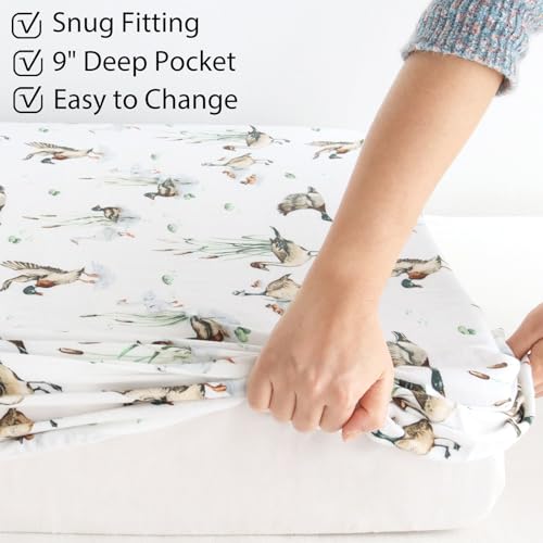 LifeTree Mallard Duck Crib Sheets for Baby Boys Girls - Muslin Fitted Crib Sheets Toddler Bed Sheet Fits Standard Crib, 70% Viscose from Bamboo and 30% Cotton, 28in x 52in - Image 5