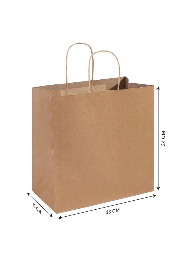 Duravel Kraft Paper Bags with Twisted Handles, Brown, 33x34x18 cm, 50 Pieces, Gift Bags for Party, Wedding, Birthday - Image 2