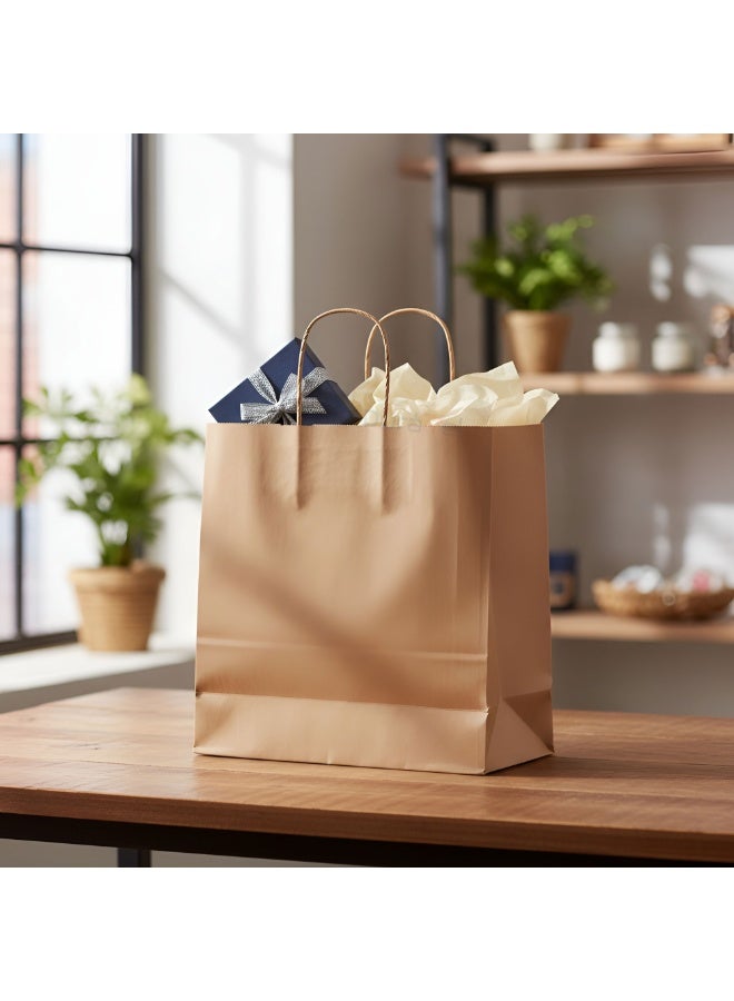 Duravel Kraft Paper Bags with Twisted Handles, Brown, 33x34x18 cm, 50 Pieces, Gift Bags for Party, Wedding, Birthday - Image 5