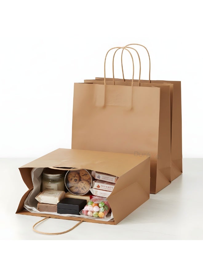 Duravel Kraft Paper Bags with Twisted Handles, Brown, 33x34x18 cm, 50 Pieces, Gift Bags for Party, Wedding, Birthday - Image 3