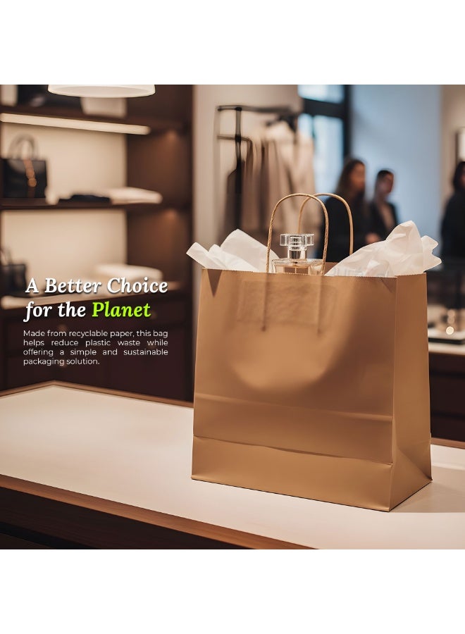 Duravel Kraft Paper Bags with Twisted Handles, Brown, 33x34x18 cm, 50 Pieces, Gift Bags for Party, Wedding, Birthday - Image 4