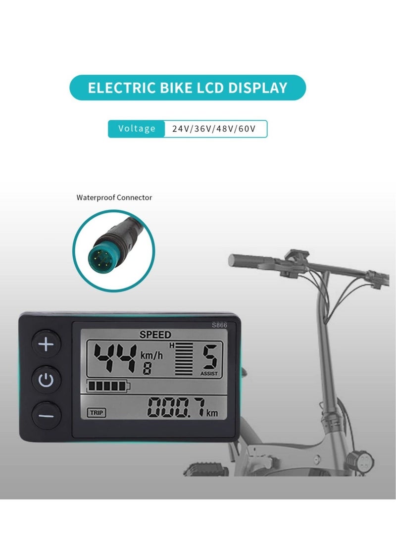 Generic Ebike LCD Display Meter, IP65 Waterproof Bicycle Computer, Motorized Bike Parts, for Outdoor Cycling and Fitness Multi Function, for 22.2mm 0.9in Handlebars - Image 2