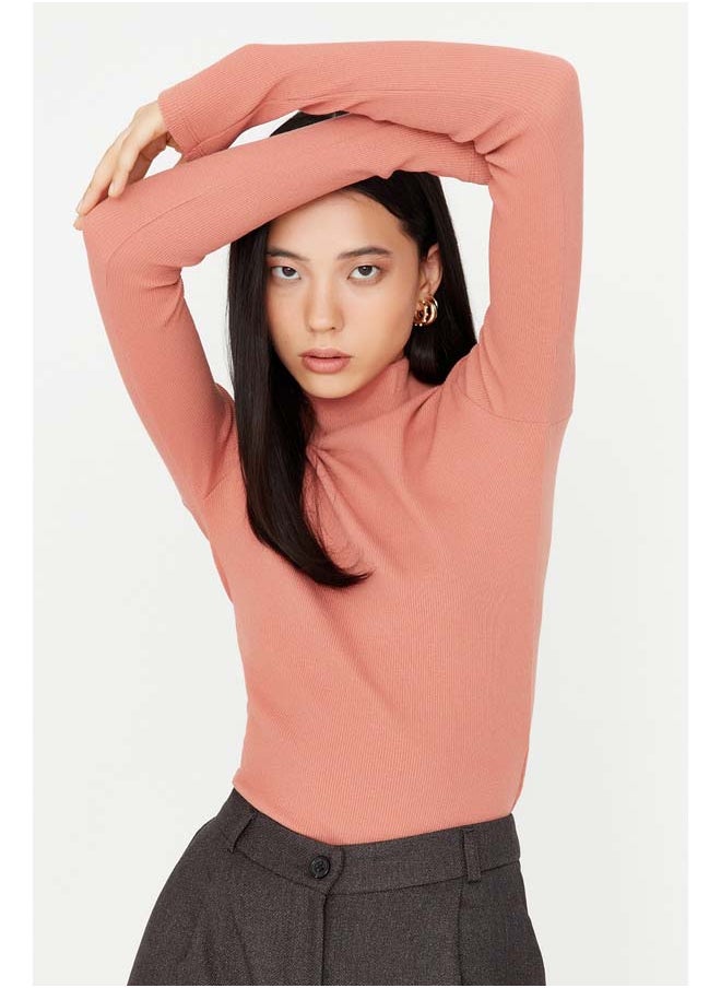 Dusty Rose Fitted High Collar Long Sleeve Ribbed Stretchy Knitted Blouse TWOAW21BZ0423 - pzsku/Z7B4A25AA27D008311466Z/45/_/1737375503/8a7d2c56-e6d1-4b53-bec6-165f8d7ba150