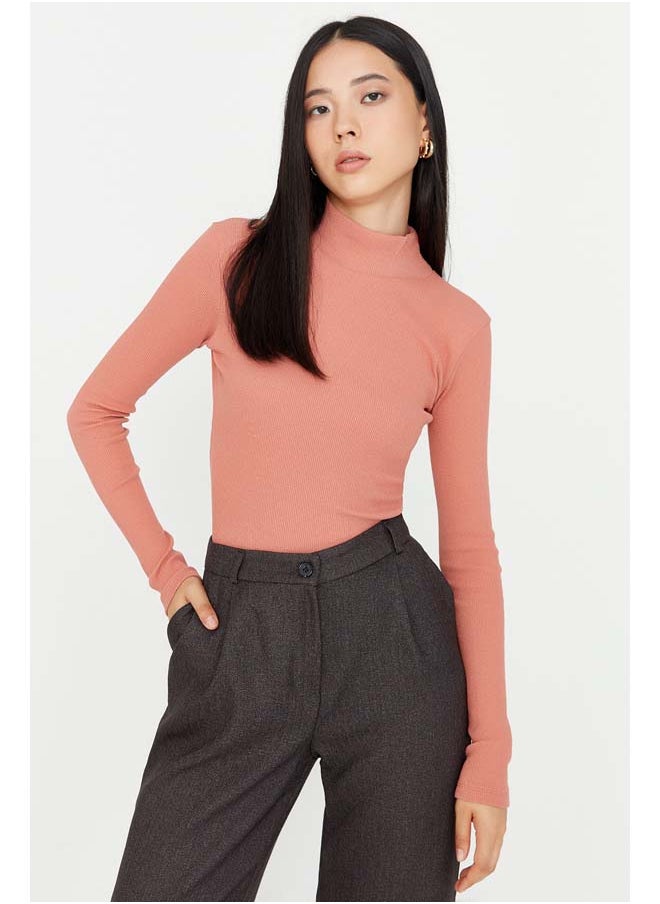 Dusty Rose Fitted High Collar Long Sleeve Ribbed Stretchy Knitted Blouse TWOAW21BZ0423 - pzsku/Z7B4A25AA27D008311466Z/45/_/1737375507/f6f9de99-f717-4a39-a168-f8c410bdeef3