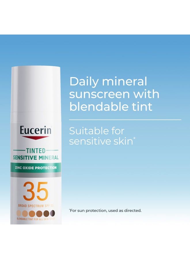 Eucerin لوشن واقي من الشمس للوجه بحماية معدنية حساسة مع تلوين الشمس SPF 35، واقي شمس معدني غير مسد للمسام مع حماية لطيفة من أكسيد الزنك للبشرة الحساسة، زجاجة 1.7 أونصة سائلة - Image 2