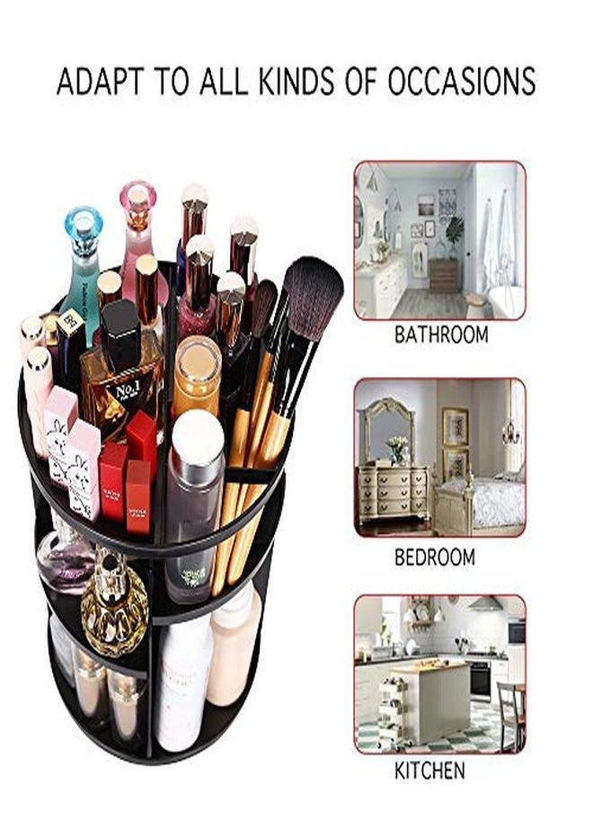 INOVERA (LABEL) - Cosmetic Makeup Storage Holder Organizer Adjustable 360 Rotation Box, 23L X 23B X 30H Cm. (Black) - Image 1