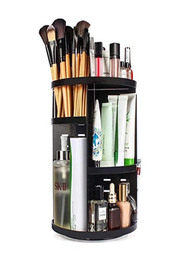 INOVERA (LABEL) - Cosmetic Makeup Storage Holder Organizer Adjustable 360 Rotation Box, 23L X 23B X 30H Cm. (Black) - Image 1
