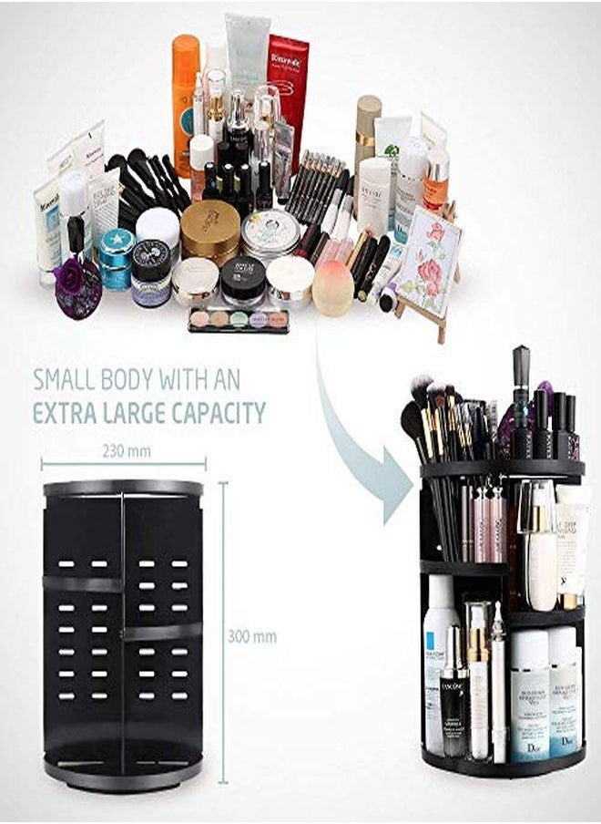 INOVERA (LABEL) - Cosmetic Makeup Storage Holder Organizer Adjustable 360 Rotation Box, 23L X 23B X 30H Cm. (Black) - Image 1