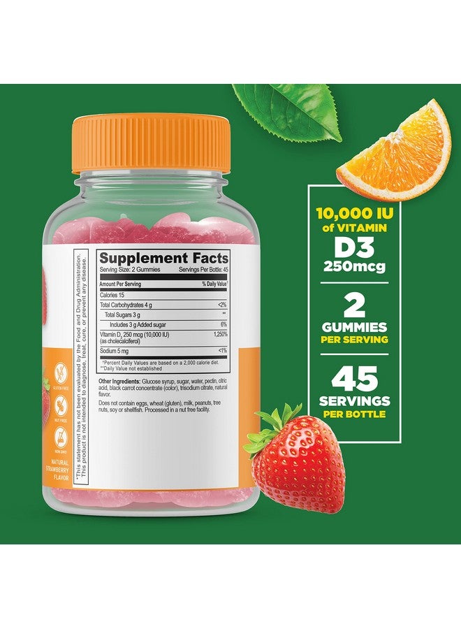 Lifeable Vitamin D3 10000 Iu Great Tasting Natural Flavor Gummy Supplement Gluten Free Vegetarian Gmo Free Chewable For Strong And Healthy Bones For Adults Men Women 90 Gummies - Image 3