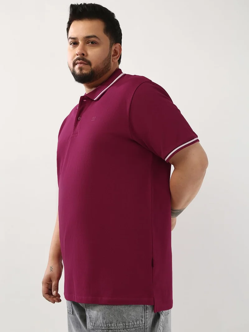 Urbano Fashion  Urbano Plus Men's Wine Solid Regular Fit Half Sleeve Cotton Polo T-Shirt  | Best Price UAE