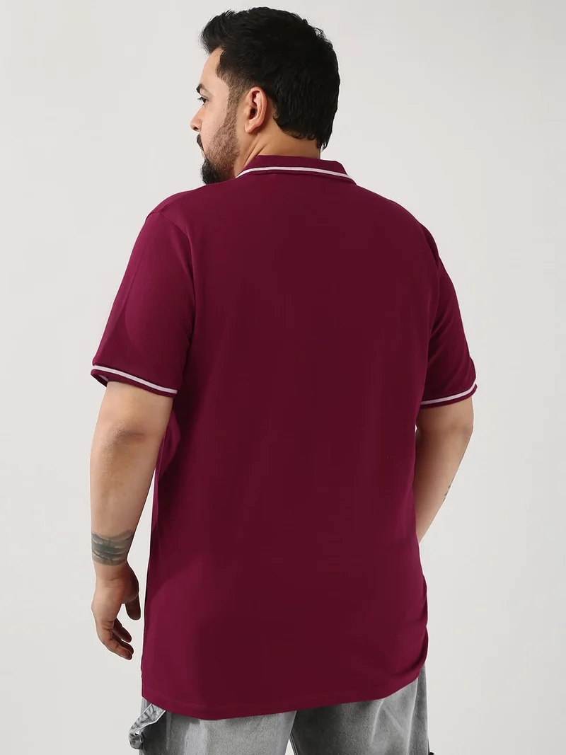 Urbano Fashion  Urbano Plus Men's Wine Solid Regular Fit Half Sleeve Cotton Polo T-Shirt  | Best Price UAE