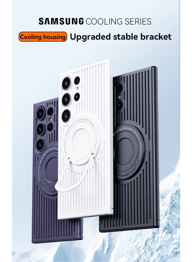 For Samsung Heat Dissipation Magnetic Pull Rod Bracket Phone Case Hollow Shockproof Cover - Image 2