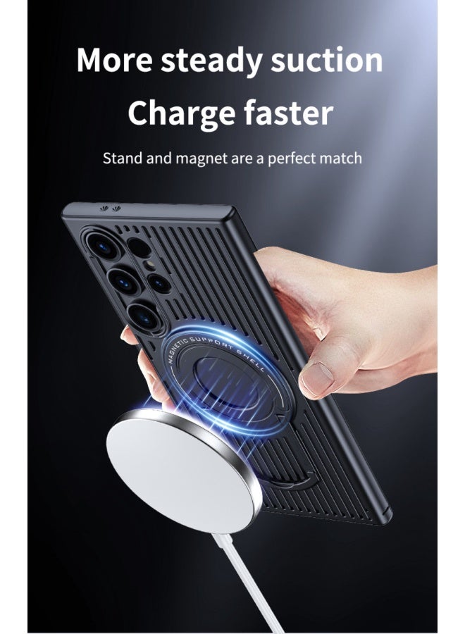 For Samsung Heat Dissipation Magnetic Pull Rod Bracket Phone Case Hollow Shockproof Cover - Image 5