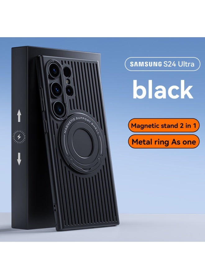 For Samsung Heat Dissipation Magnetic Pull Rod Bracket Phone Case Hollow Shockproof Cover - Image 1